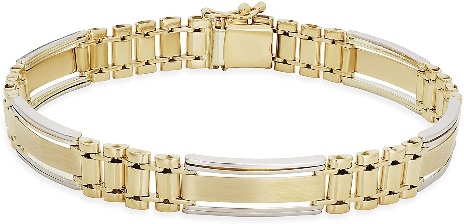10k Yellow and White Gold Bracelet for Men (8.4 mm